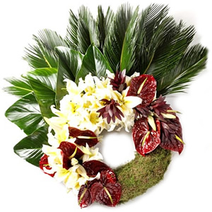 Coroa Funeral Anthuriums e Orquídeas